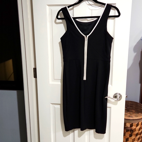 Practically New! Scuba Black Sheath Dress with White Trim - Picture 2 of 5